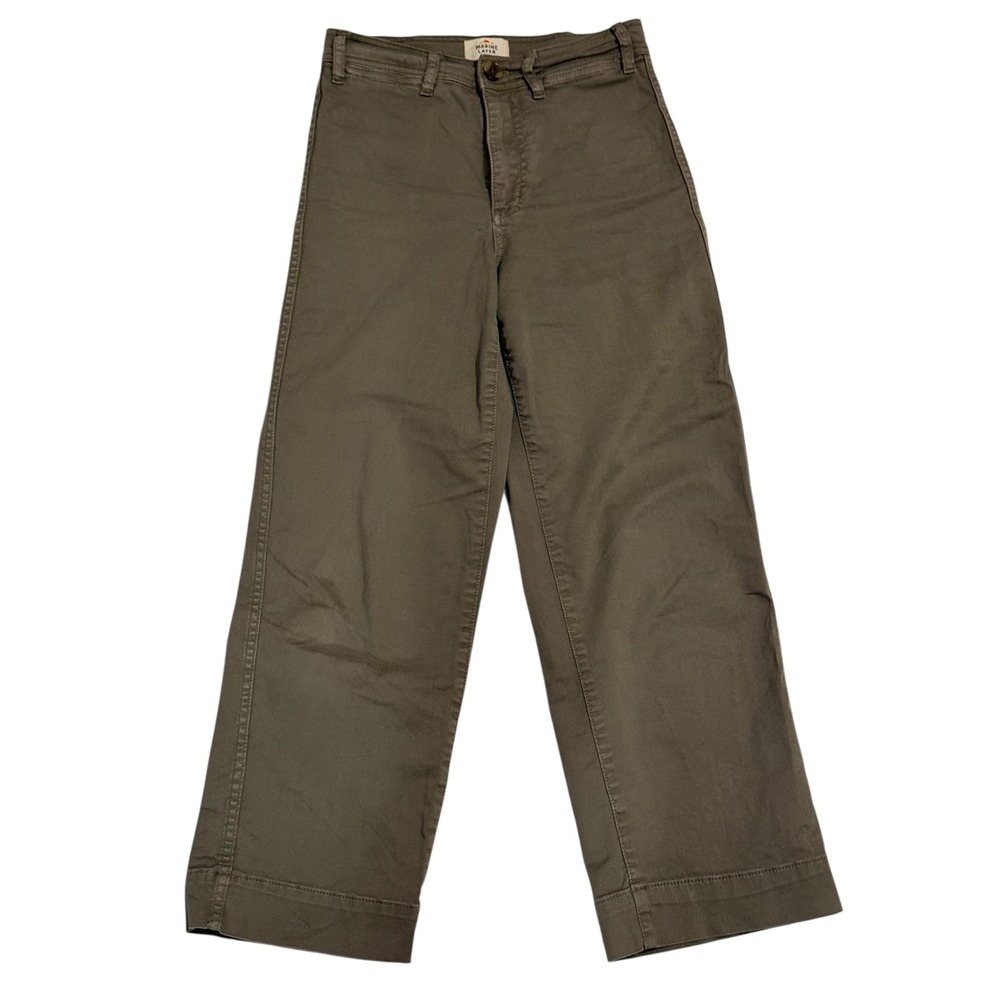 Marine Layer Womens Sz 2 Bridget Crop Pants Dusty Olive Wide Leg